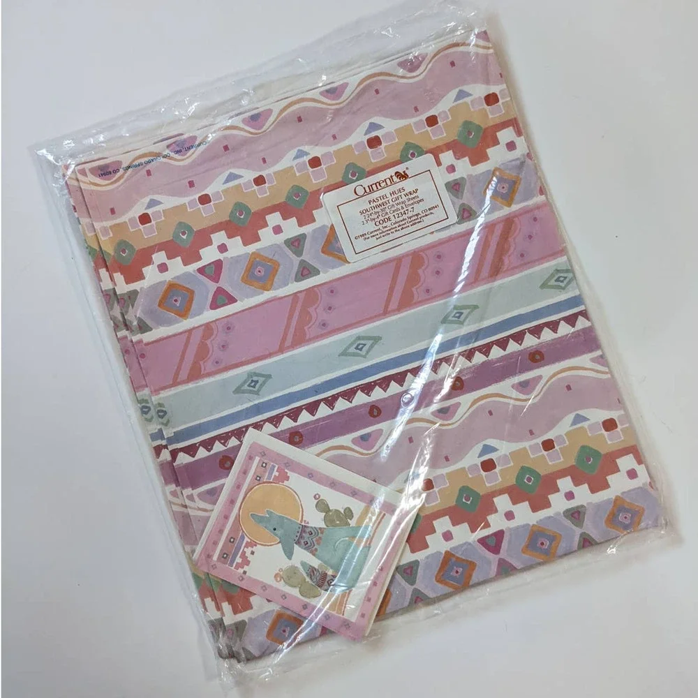 Vintage 80's Pastel Hues Southwestern Giftwrap w/ Notecards‎ from Current UNUSED